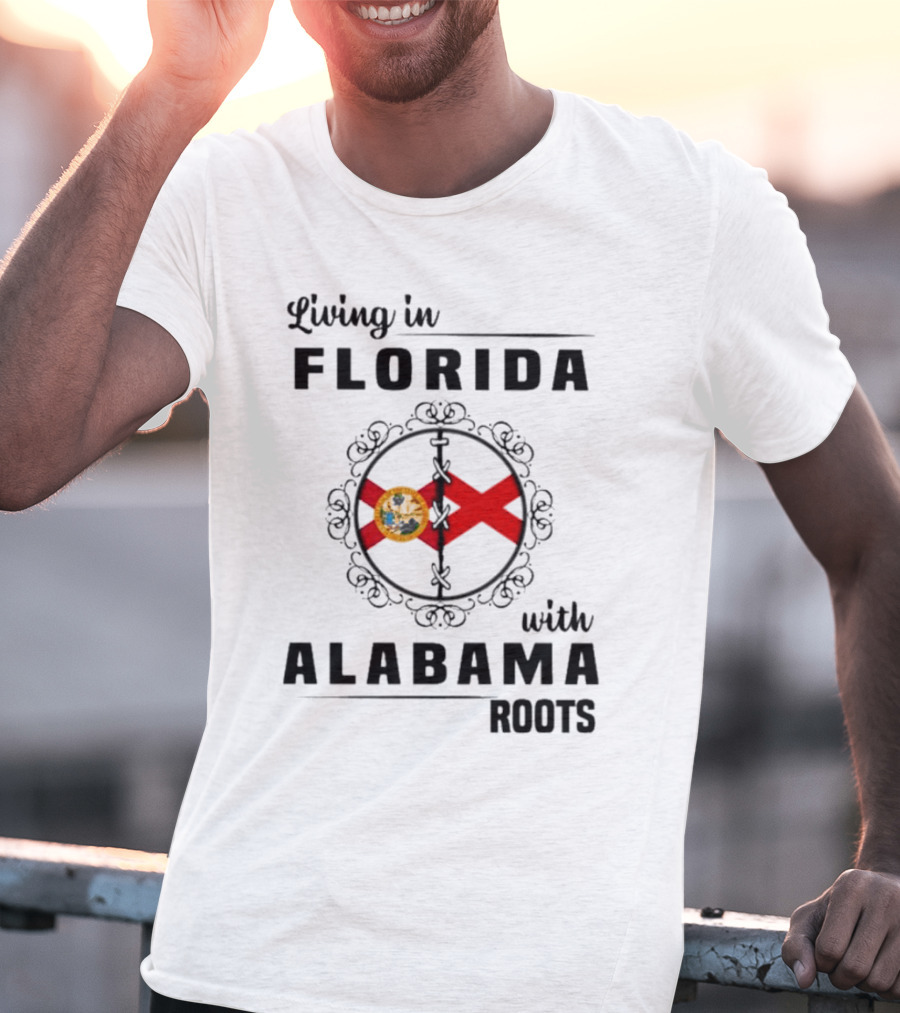 Living In Florida With Alabama Roots State Flags Circular T-Shirt