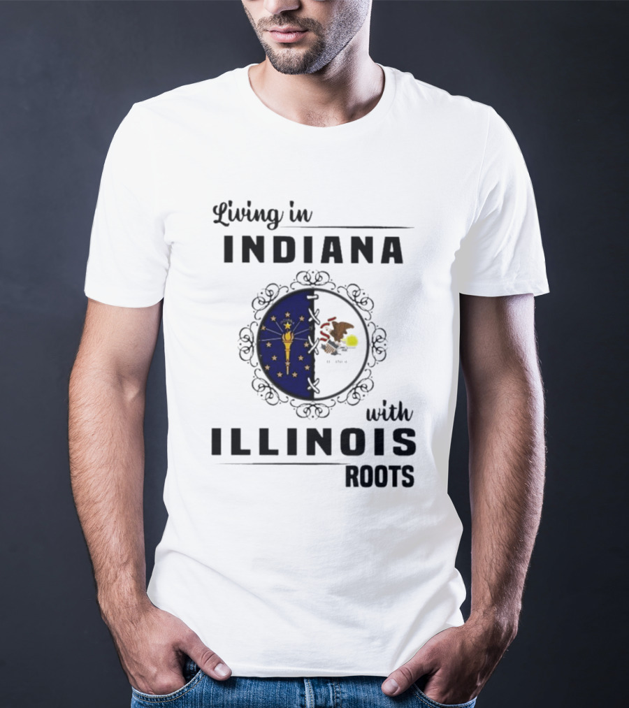 Indiana Living With Illinois Roots Emblem T-Shirt