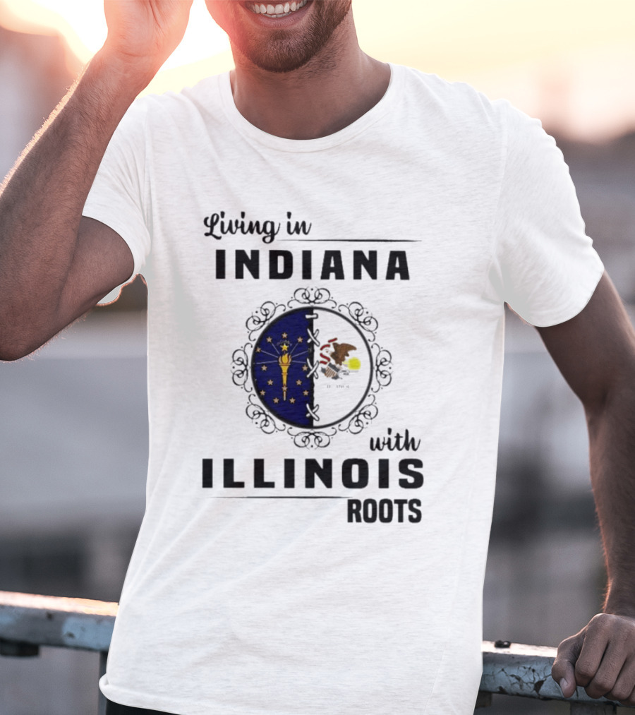 Indiana Living With Illinois Roots Emblem T-Shirt