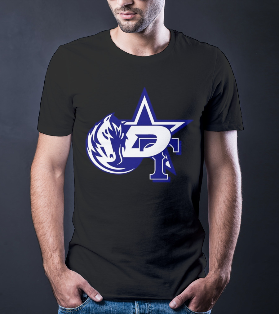 Dallas Cowboys Stars Mavericks Rangers Team Logos 4 Sports Collaboration T-Shirt