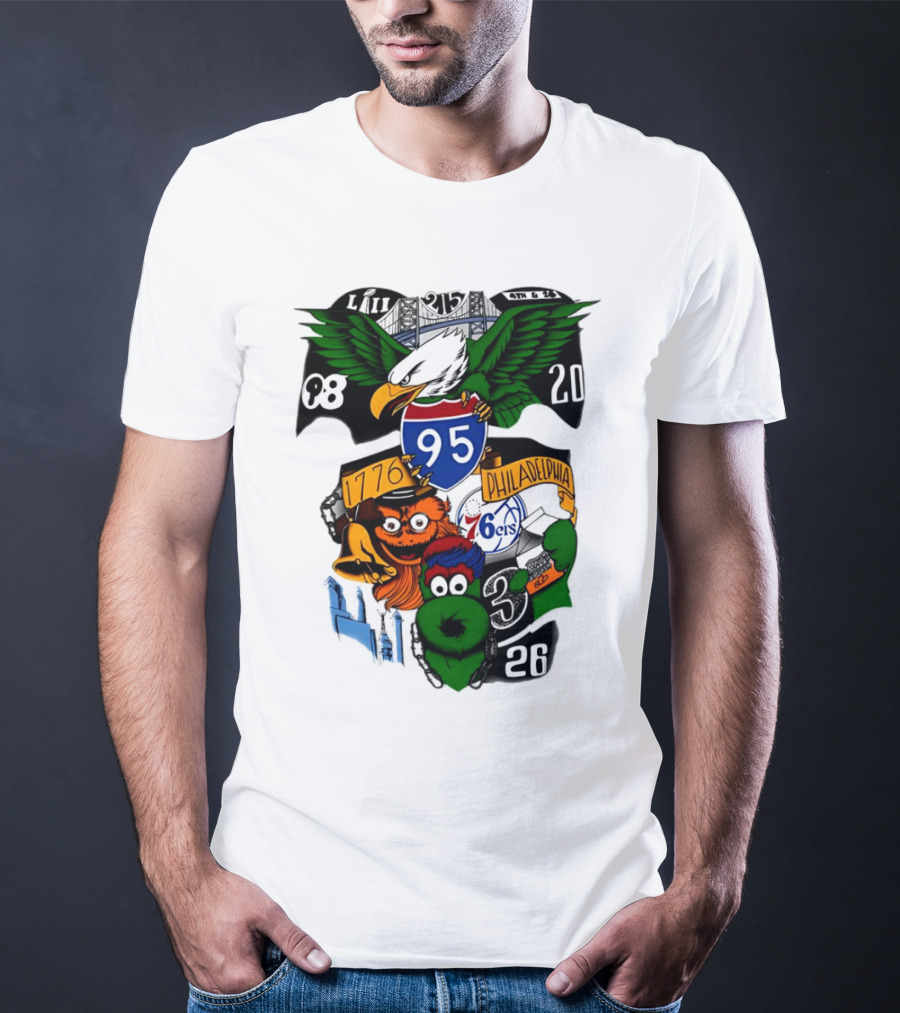 LII Eagle 215 Philadelphia 98 20 1776 76ers 26 Mascot T-Shirt