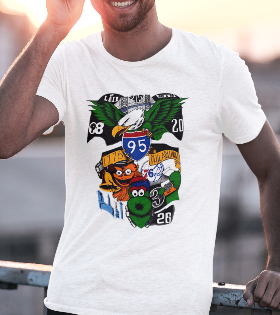 LII Eagle 215 Philadelphia 98 20 1776 76ers 26 Mascot T-Shirt