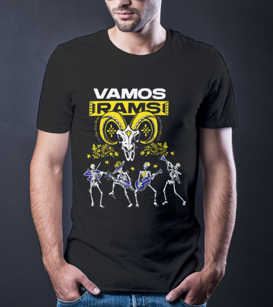 Vamos Rams Dia De Los Muertos Skeleton Dance T-Shirt