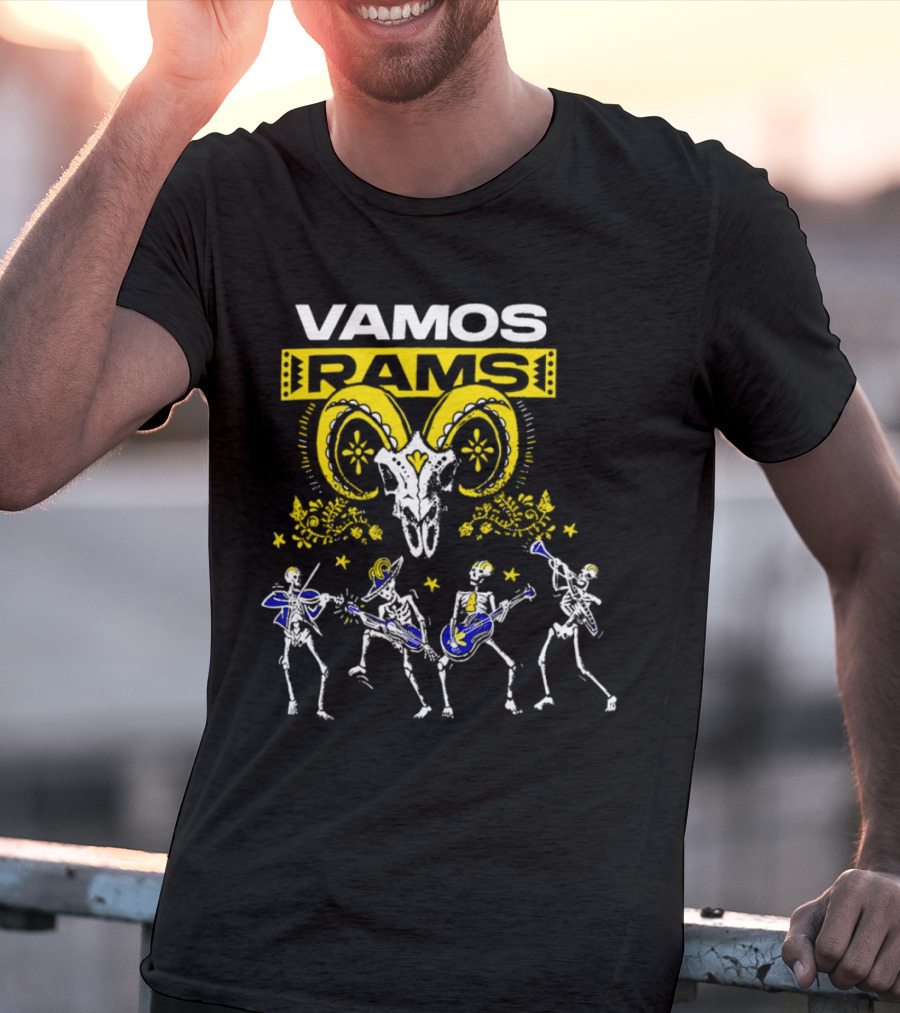 Vamos Rams Dia De Los Muertos Skeleton Dance T-Shirt