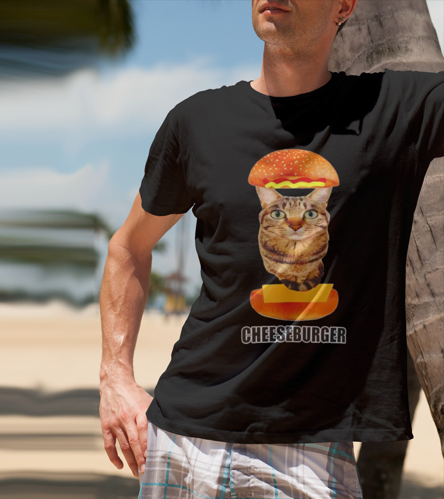 Cat Cheeseburger Head Sandwich T-Shirt