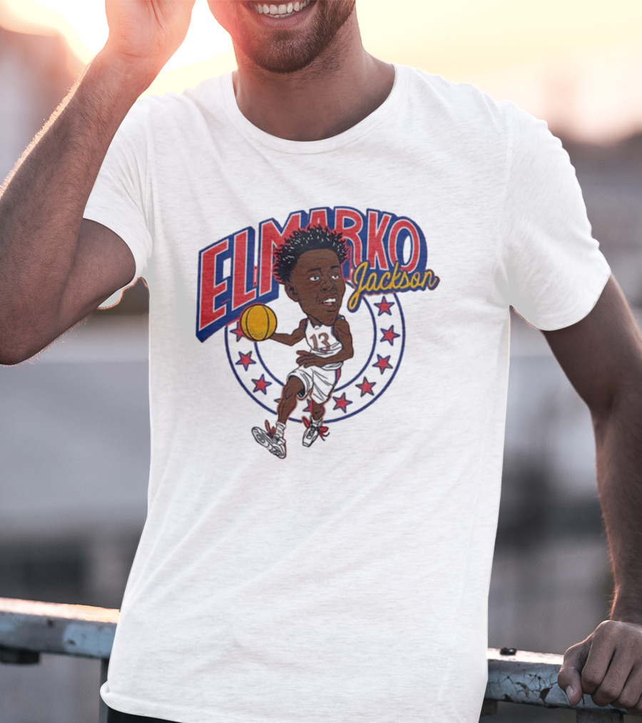 Elmarko Jackson Kansas Jayhawks Basketball Vintage Stars T-Shirt