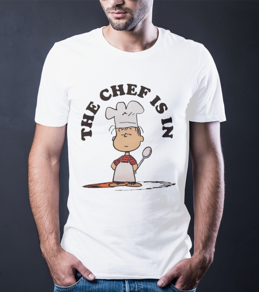 Linus Peanuts The Chef Is In Cooking Spoon Comic Character T-Shirt