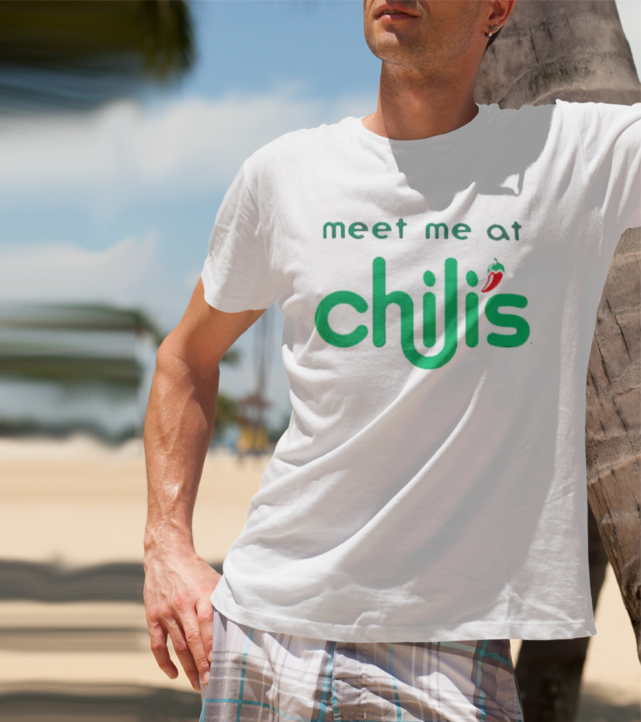 Meet Me At Chili’s Neon Logo With Chili Pepper T-Shirt