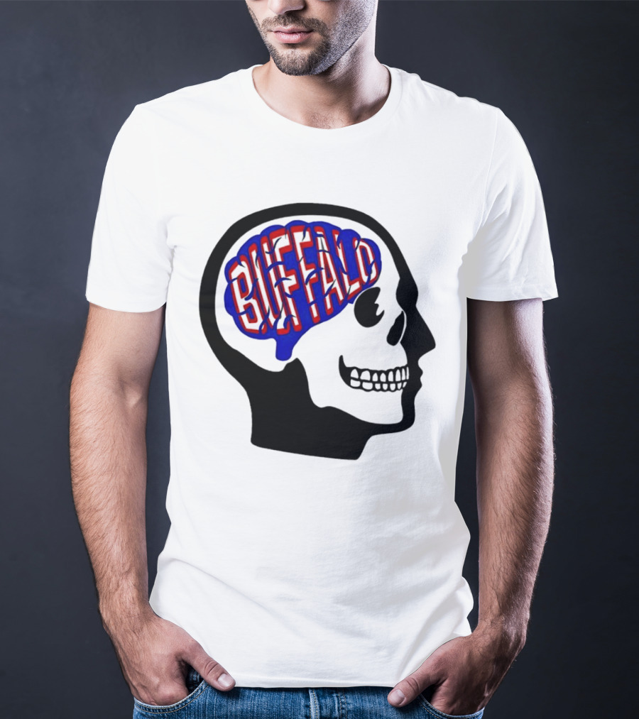 Buffalo Brain Outline In Skull T-Shirt