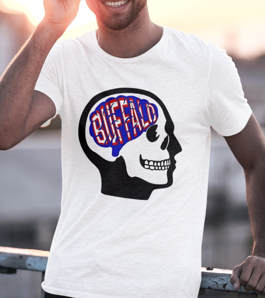 Buffalo Brain Outline In Skull T-Shirt