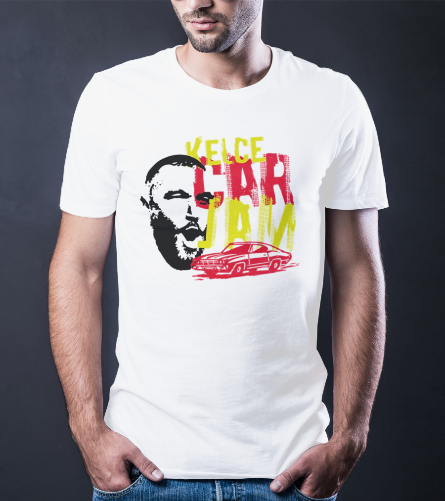 Kelce Car Jam Bold Yellow Red Face Car T-Shirt