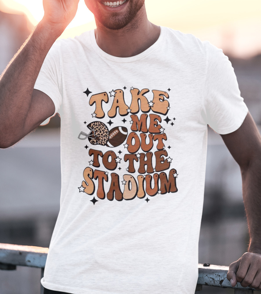 Take Me Out To The Stadium Leopard Helmet Football T-Shirt