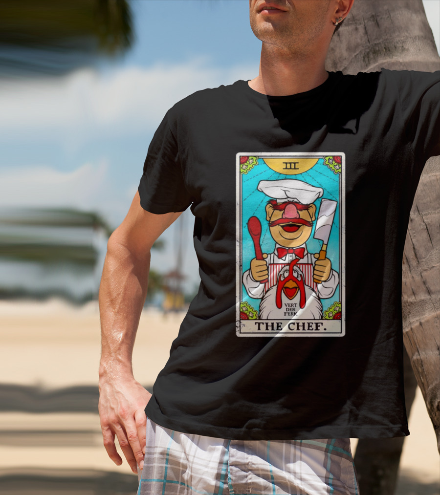 The Chef Tarot Card Vert Der Ferk Spoon Cleaver Chicken T-Shirt