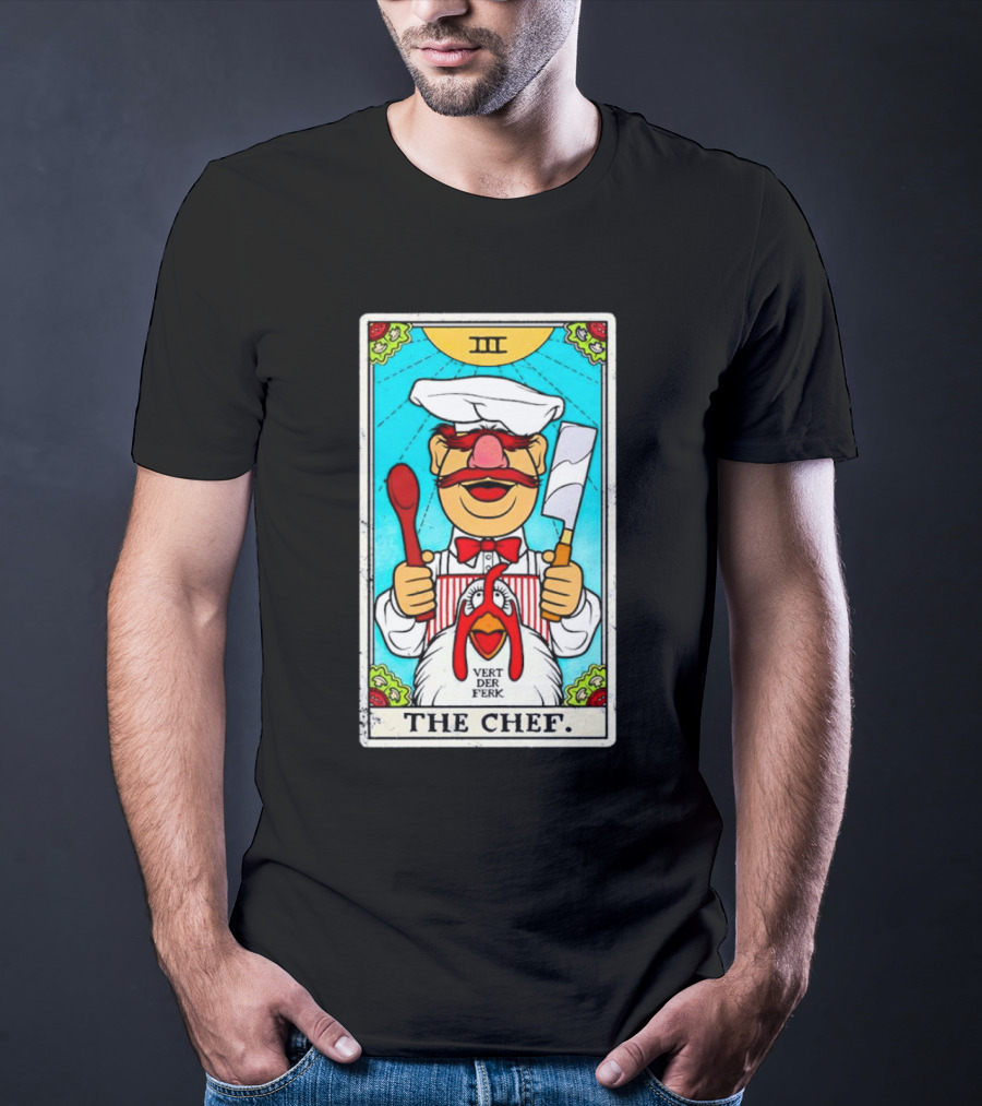 The Chef Tarot Card Vert Der Ferk Spoon Cleaver Chicken T-Shirt