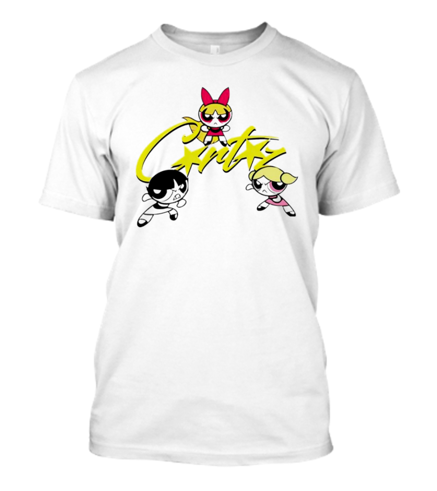 The Powerpuff Girls Corteiz Logo With Characters Buttercup Blossom Bubbles T-Shirt