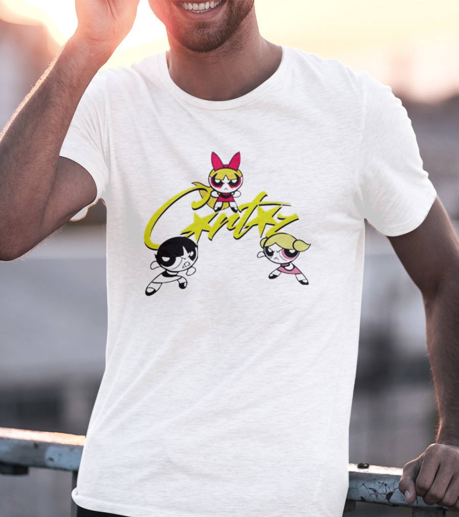 The Powerpuff Girls Corteiz Logo With Characters Buttercup Blossom Bubbles T-Shirt