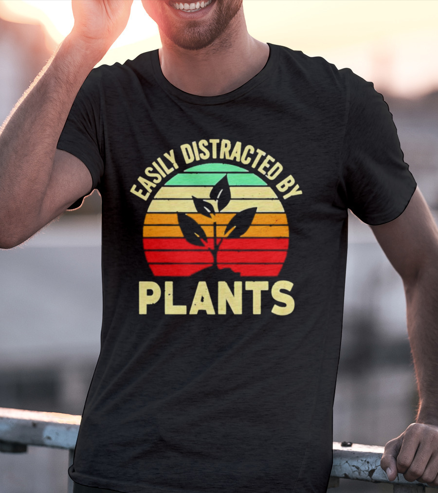 Easily Distracted By Plants Vintage Sunset T-Shirt