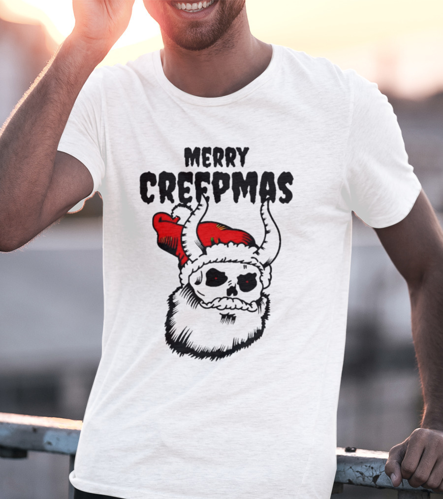 Merry Creepmas Horror Santa Skull Christmas T-Shirt