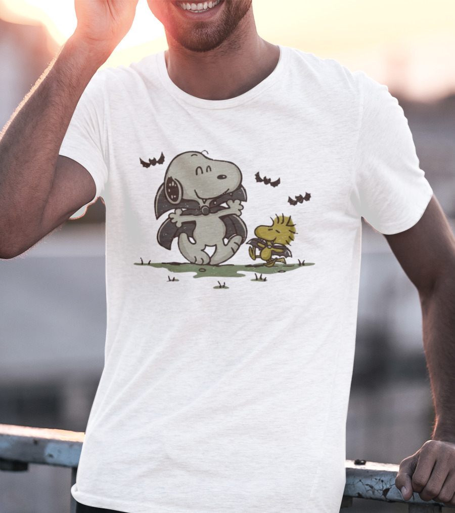 Snoopy And Woodstock Peanuts Spooky Halloween Fun T-Shirt