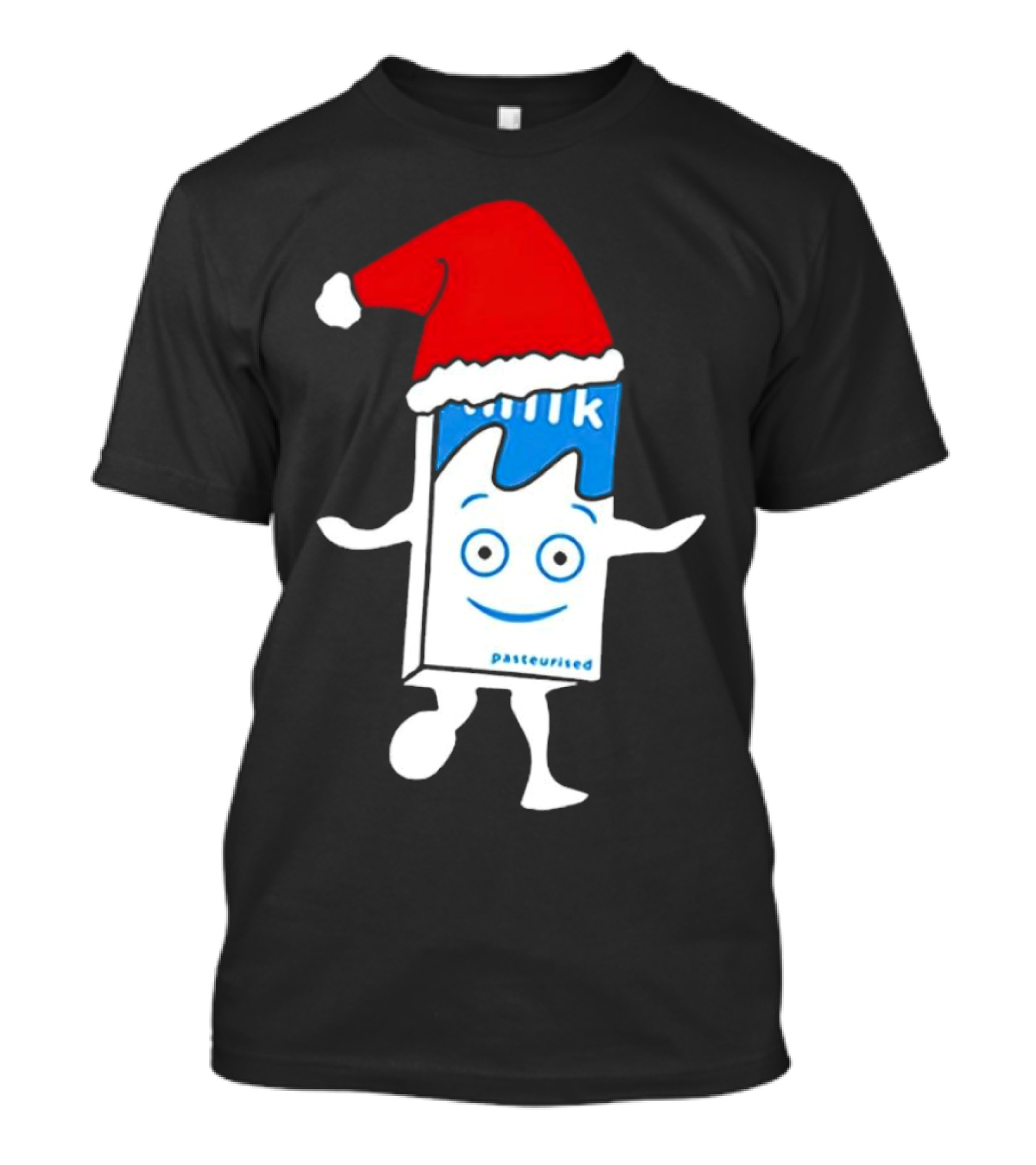 Blur Milk Christmas Cartoon With Santa Hat T-Shirt