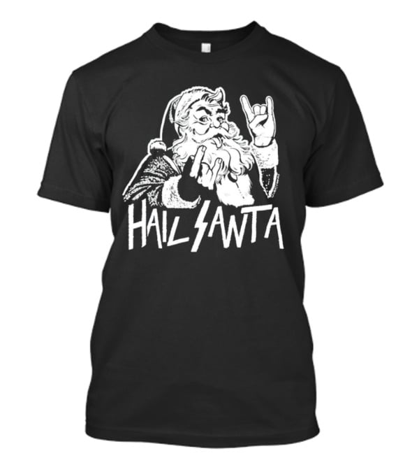 Hail Santa Christmas Rock Devil Horns Santa Claus T-Shirt