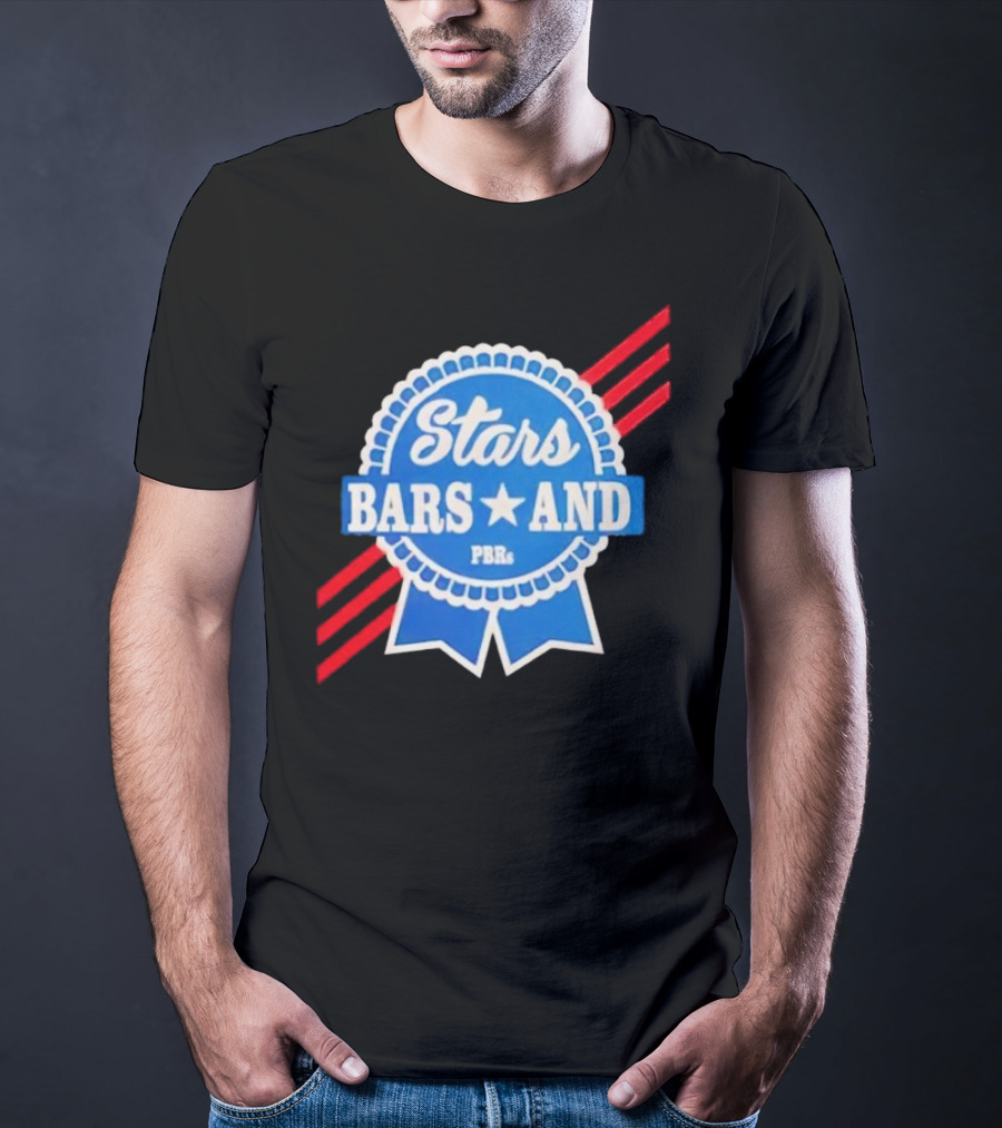 Stars Bars And PBRs Patriotic Blue Ribbon Badge T-Shirt