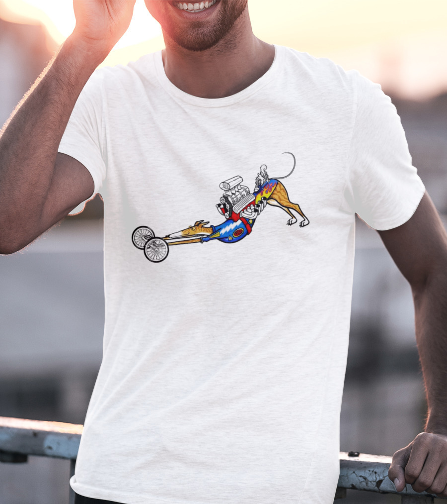 The Indianapolis One Cartoon Dog Dragster Engine Racing T-Shirt