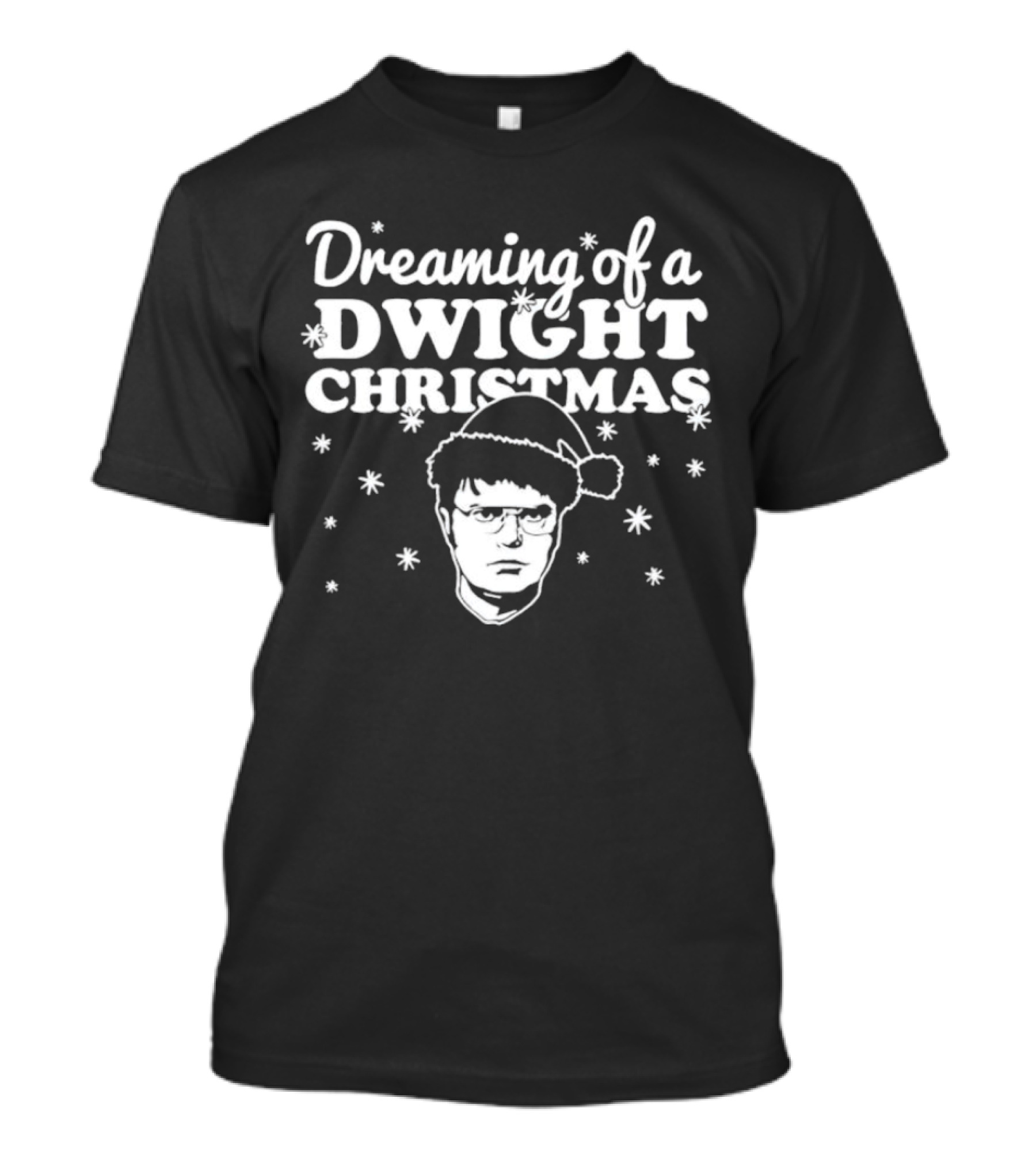 Dreaming Of A Dwight Christmas Santa Hat Snowflakes T-Shirt