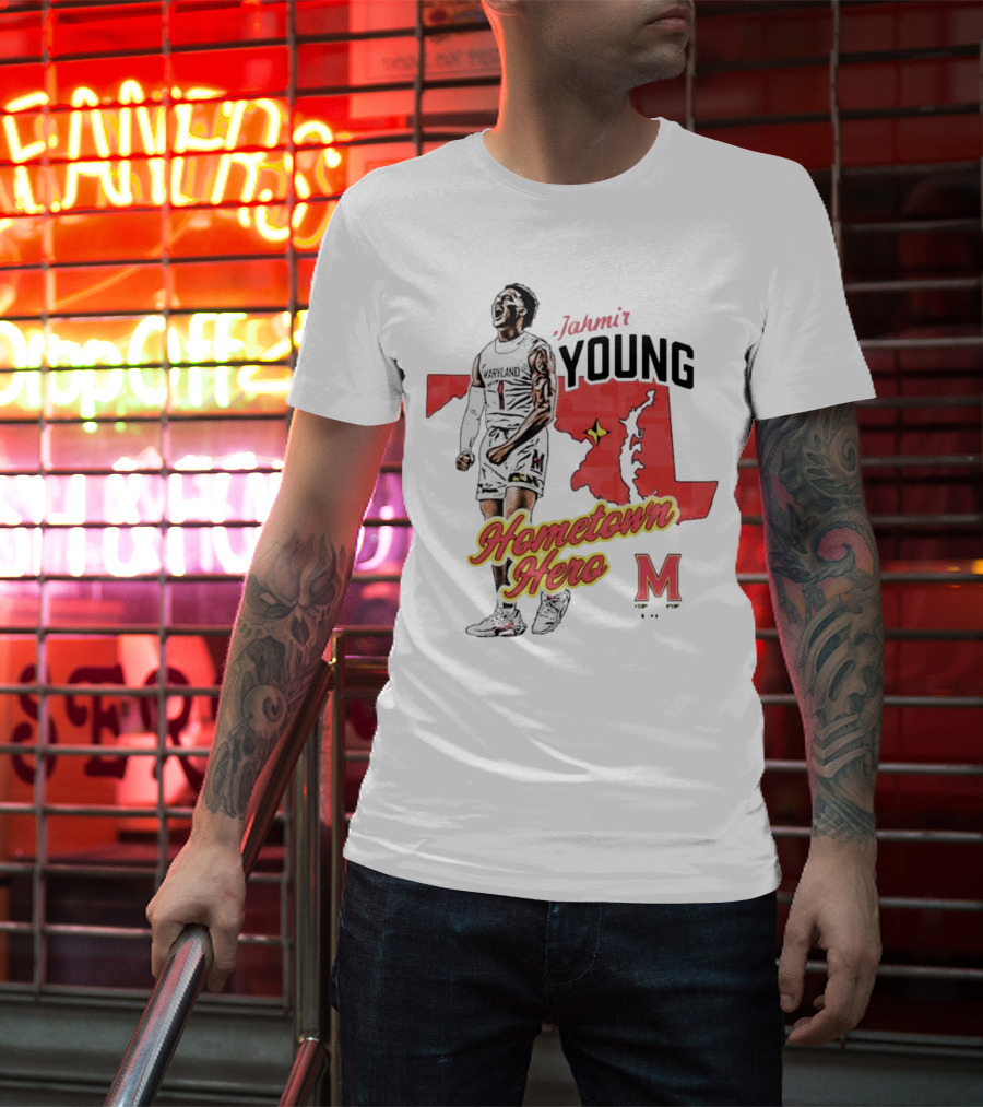 Jahmir Young Hometown Hero Maryland Map Red Star M T-Shirt