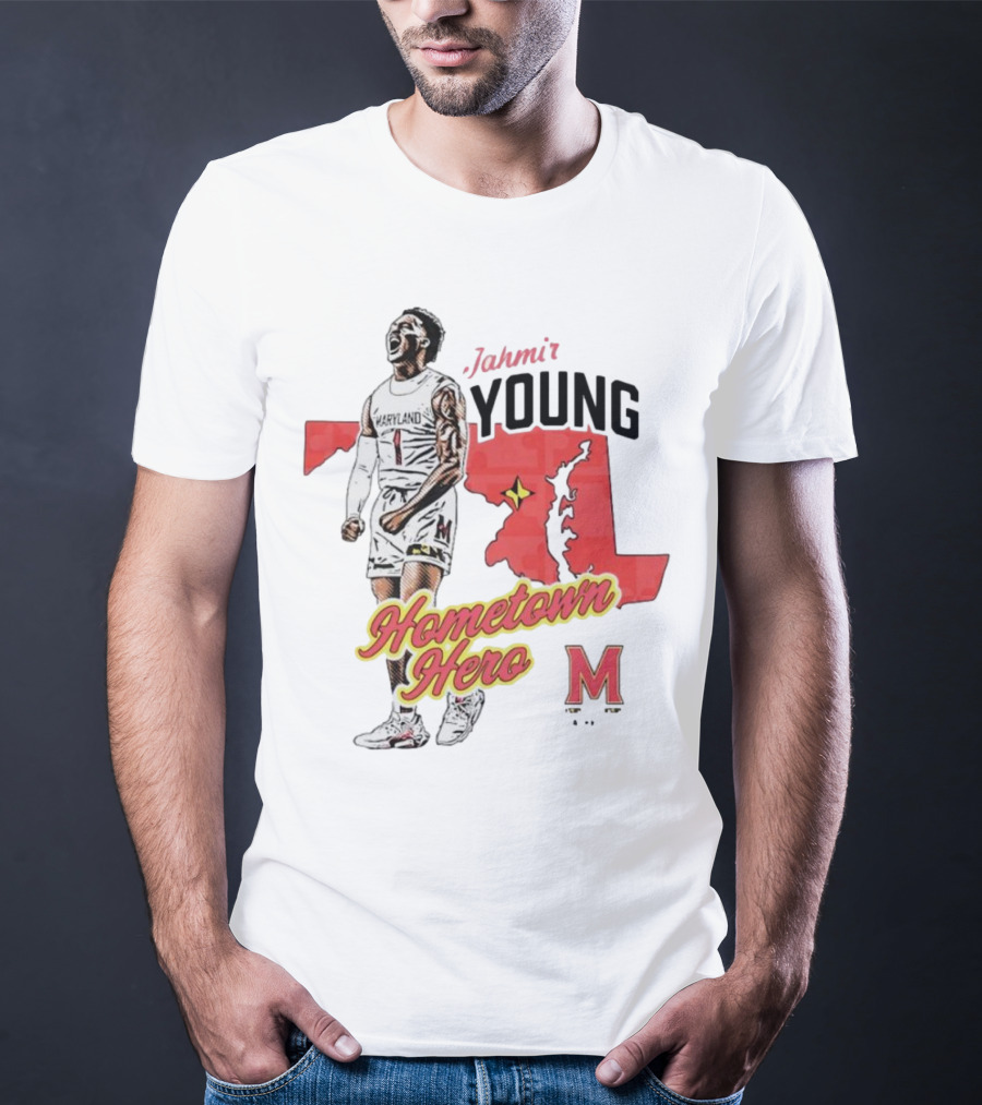 Jahmir Young Hometown Hero Maryland Map Red Star M T-Shirt