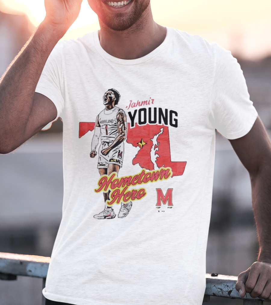 Jahmir Young Hometown Hero Maryland Map Red Star M T-Shirt
