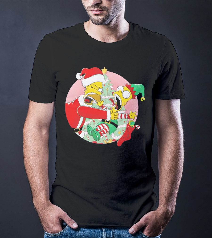 You Are Not Santa's Helper Animated Christmas Family Fight T-Shirt