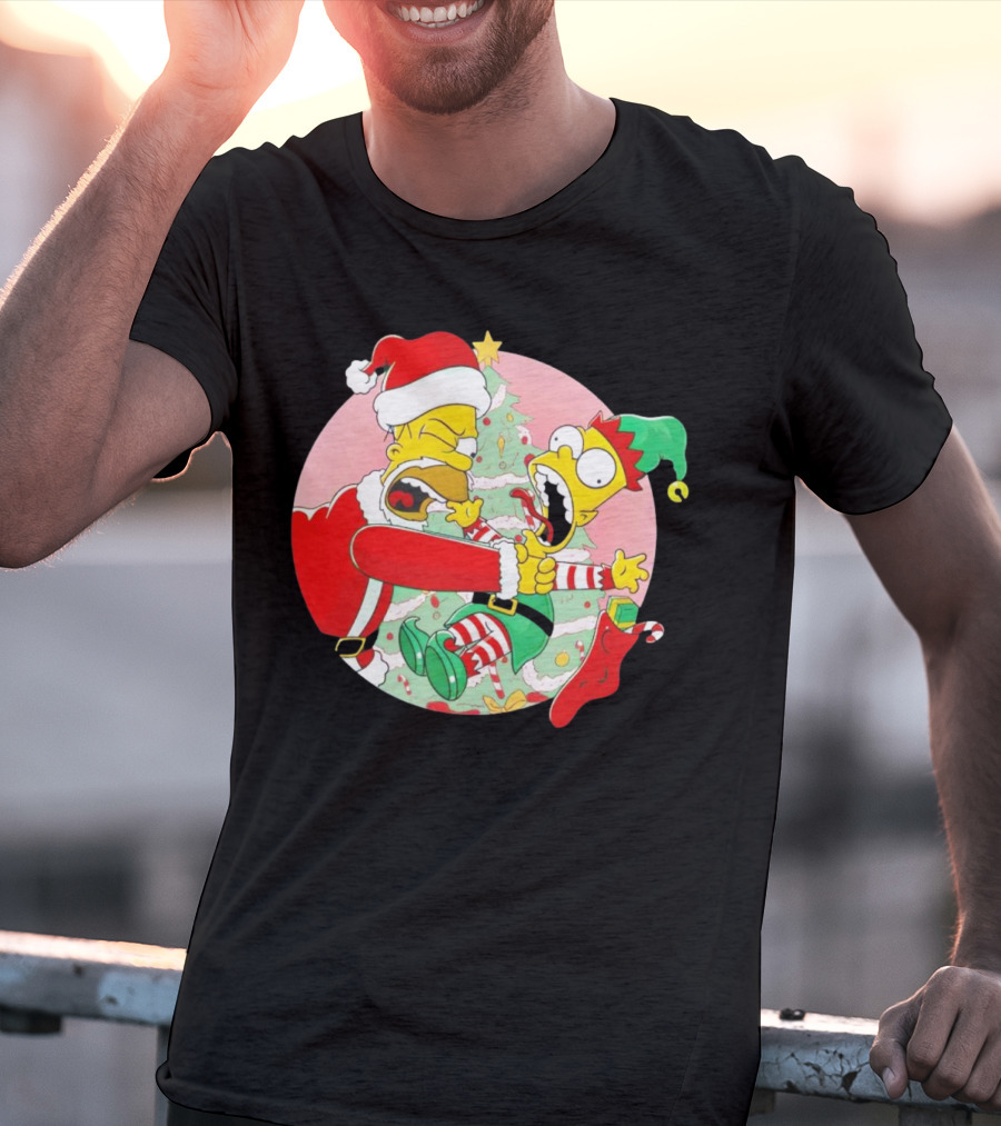 You Are Not Santa's Helper Animated Christmas Family Fight T-Shirt
