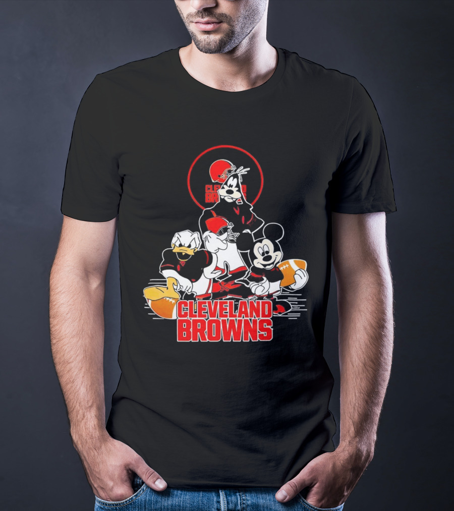 Cleveland Browns NFL Mickey Mouse Donald Duck Goofy Football Team T-Shirt