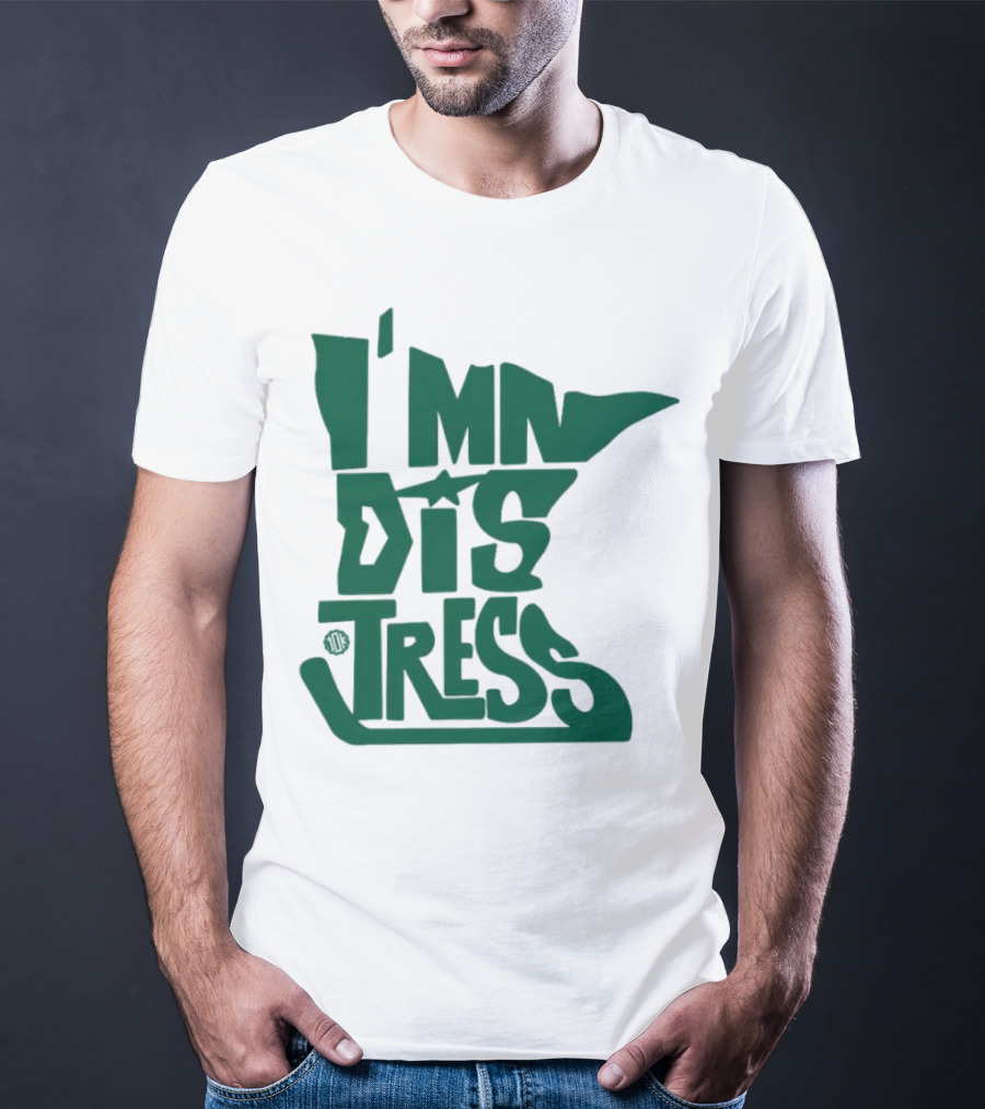 I MN Dis Tress Minnesota Silhouette And Hockey Stick T-Shirt