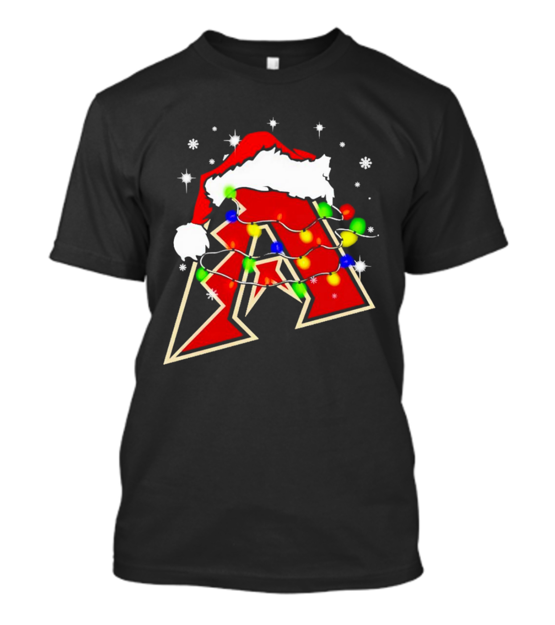 Santa Hat Arizona Diamondbacks Christmas Lights T-Shirt