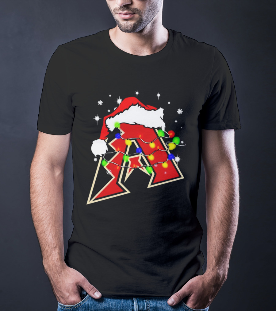 Santa Hat Arizona Diamondbacks Christmas Lights T-Shirt