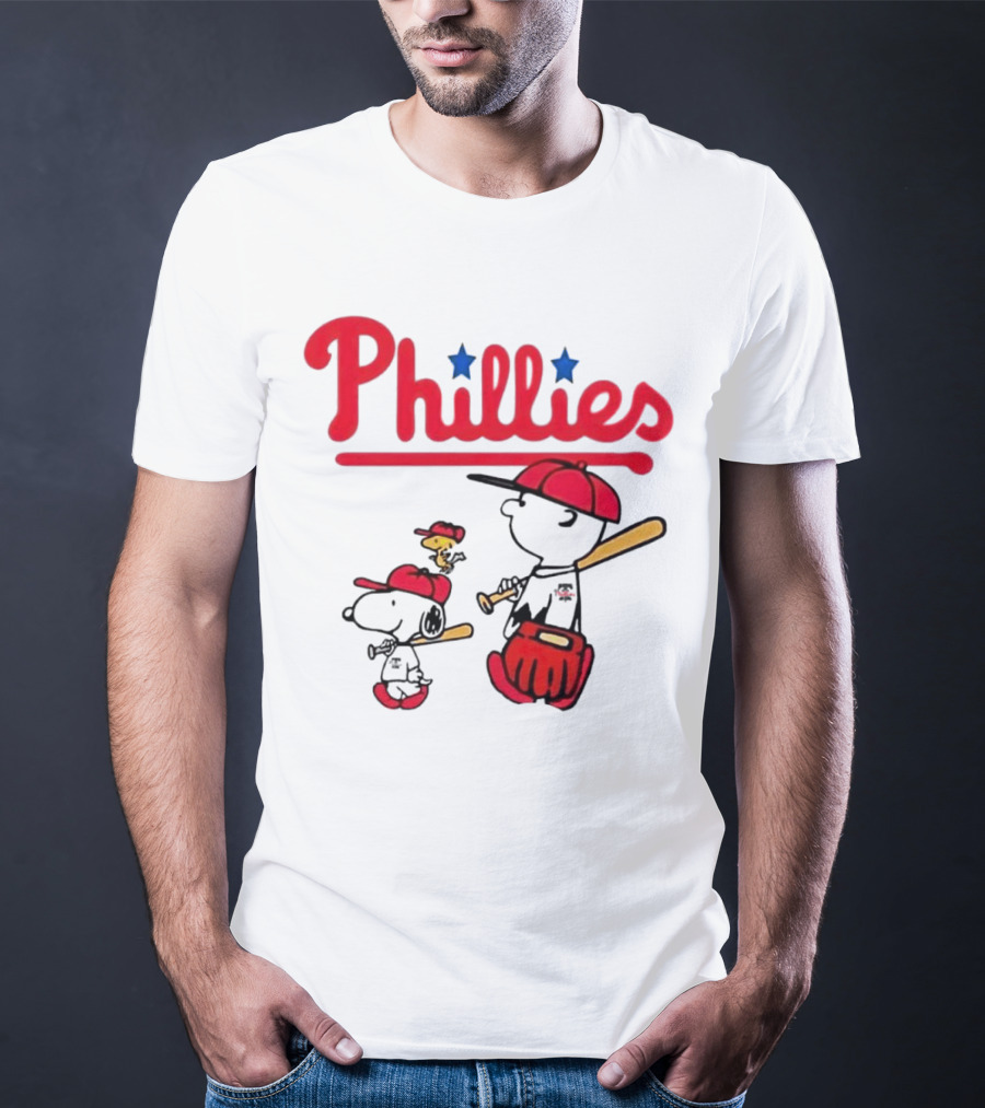 Phillies Snoopy Woodstock Charlie Brown Peanuts Baseball T-Shirt