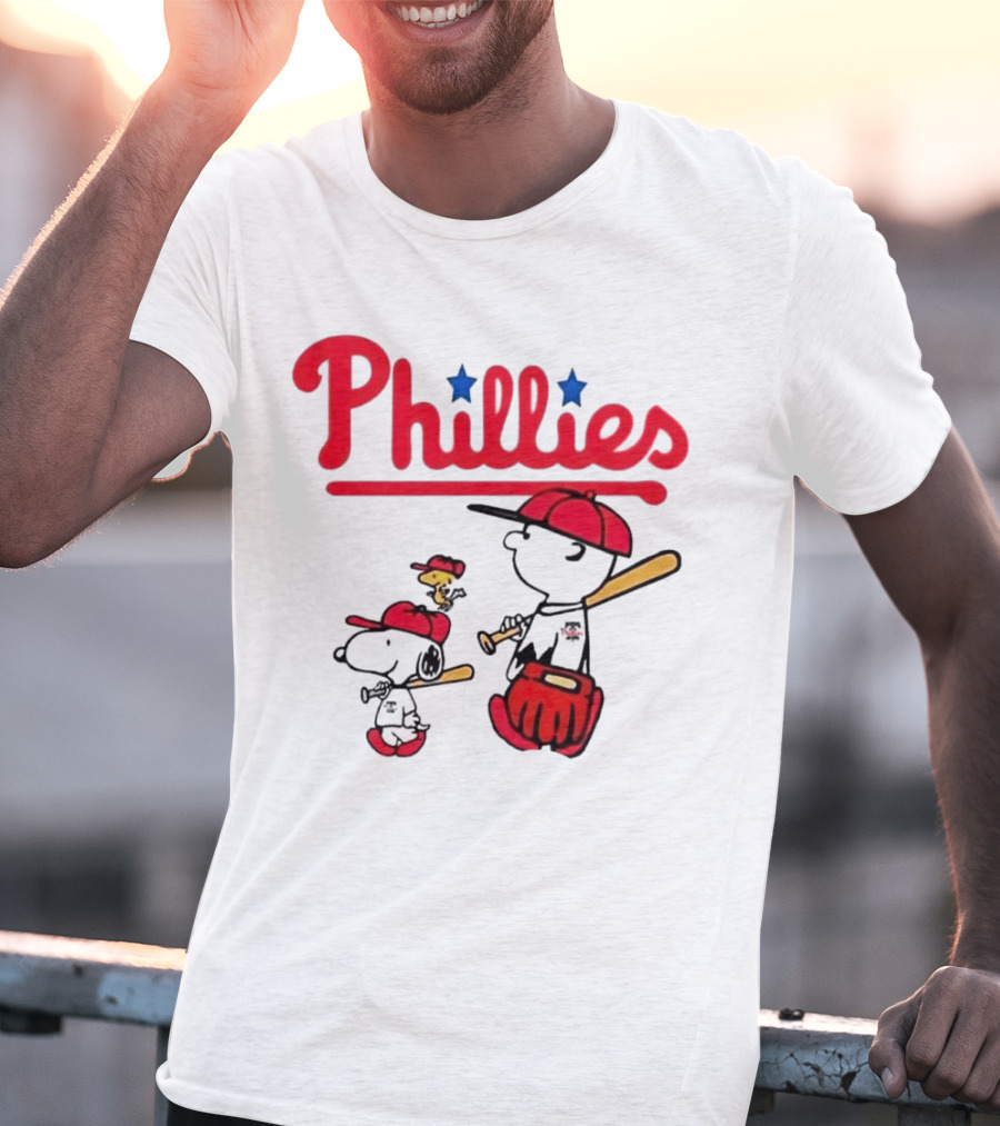 Phillies Snoopy Woodstock Charlie Brown Peanuts Baseball T-Shirt