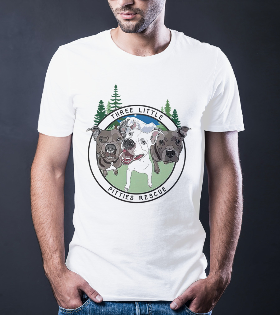 Three Little Pitties Rescue Forest Trio Dogs T-Shirt
