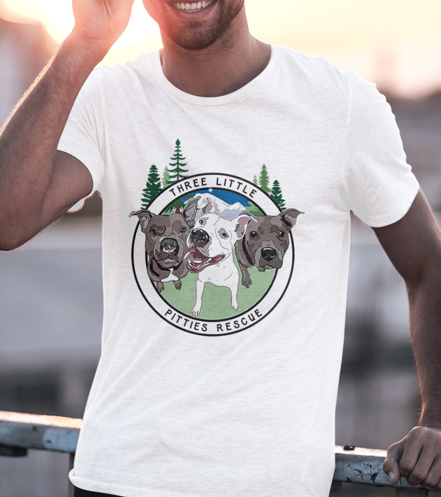Three Little Pitties Rescue Forest Trio Dogs T-Shirt