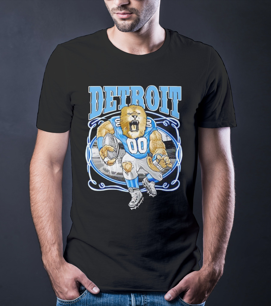 Detroit Lions Football 00 Mascot Running T-Shirt