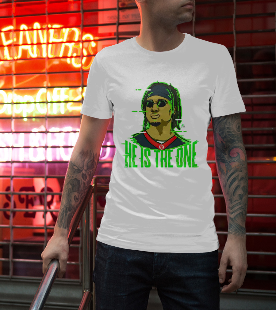 He Is The One Cryptic Neon Style Cartoon T-Shirt