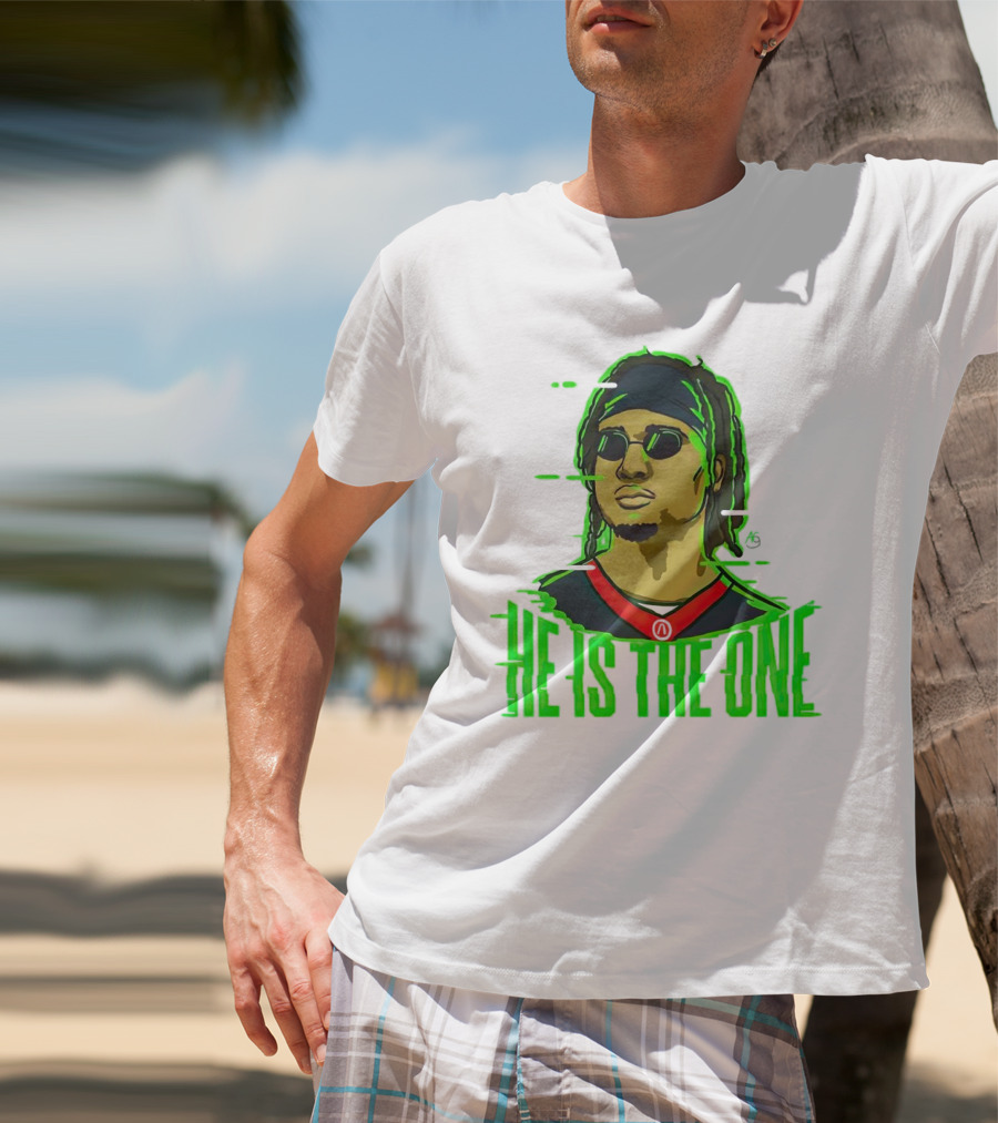 He Is The One Cryptic Neon Style Cartoon T-Shirt