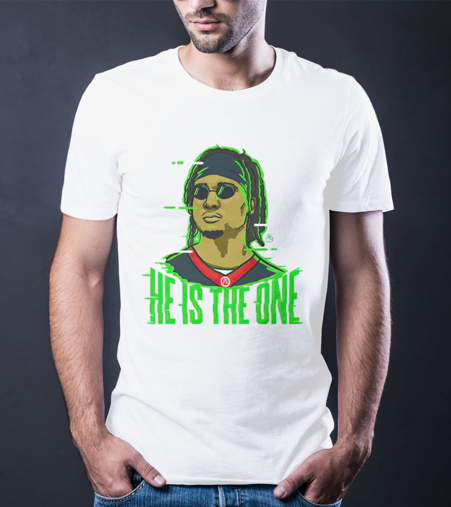 He Is The One Cryptic Neon Style Cartoon T-Shirt