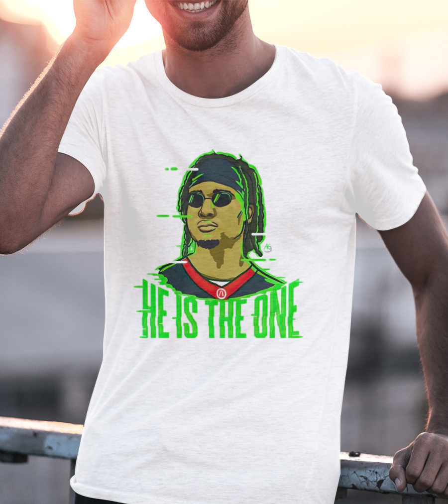 He Is The One Cryptic Neon Style Cartoon T-Shirt