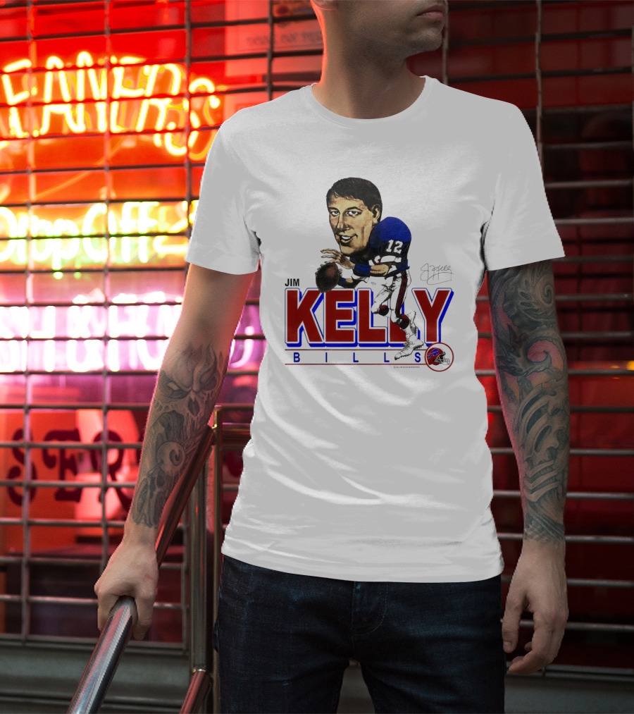 JIM KELLY BUFFALO BILLS SIGNATURE CARICATURE KELLY BILLS T-Shirt