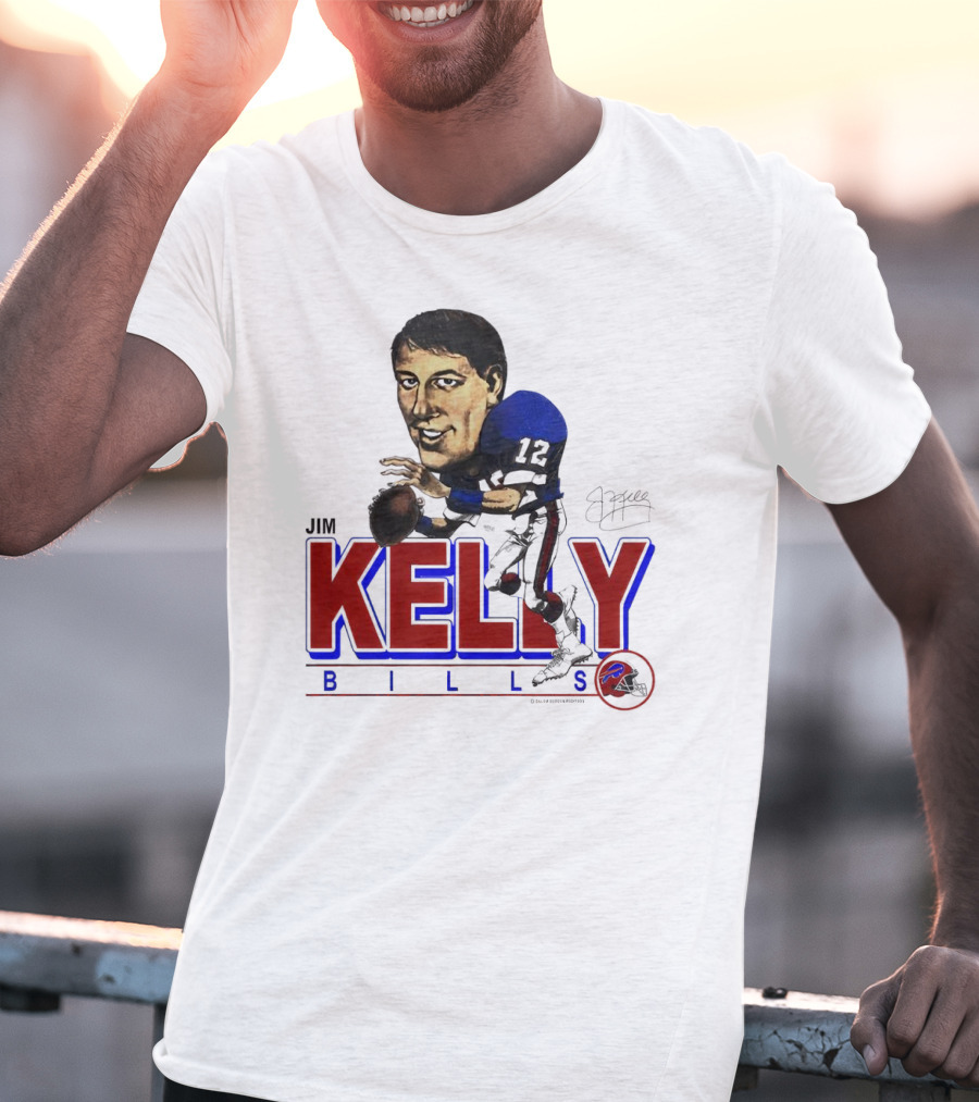 JIM KELLY BUFFALO BILLS SIGNATURE CARICATURE KELLY BILLS T-Shirt
