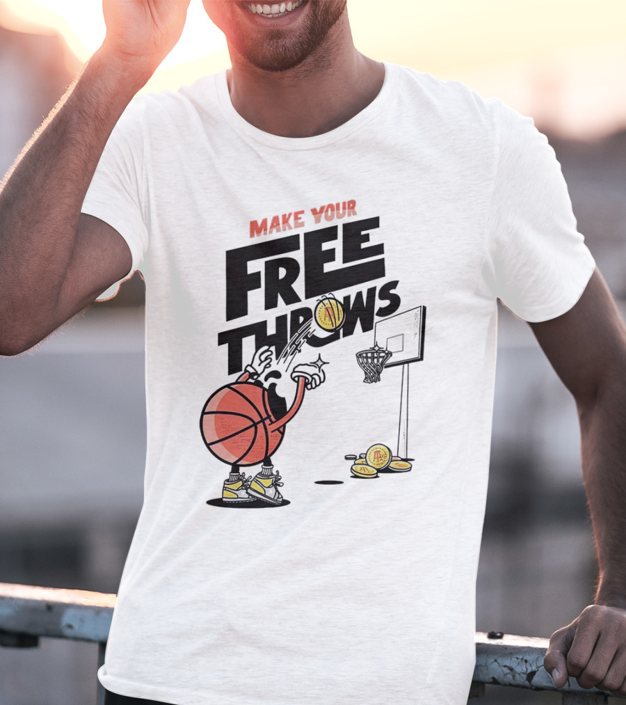 Make Your Free Throws Basketball Cartoon Coin Scoring T-Shirt