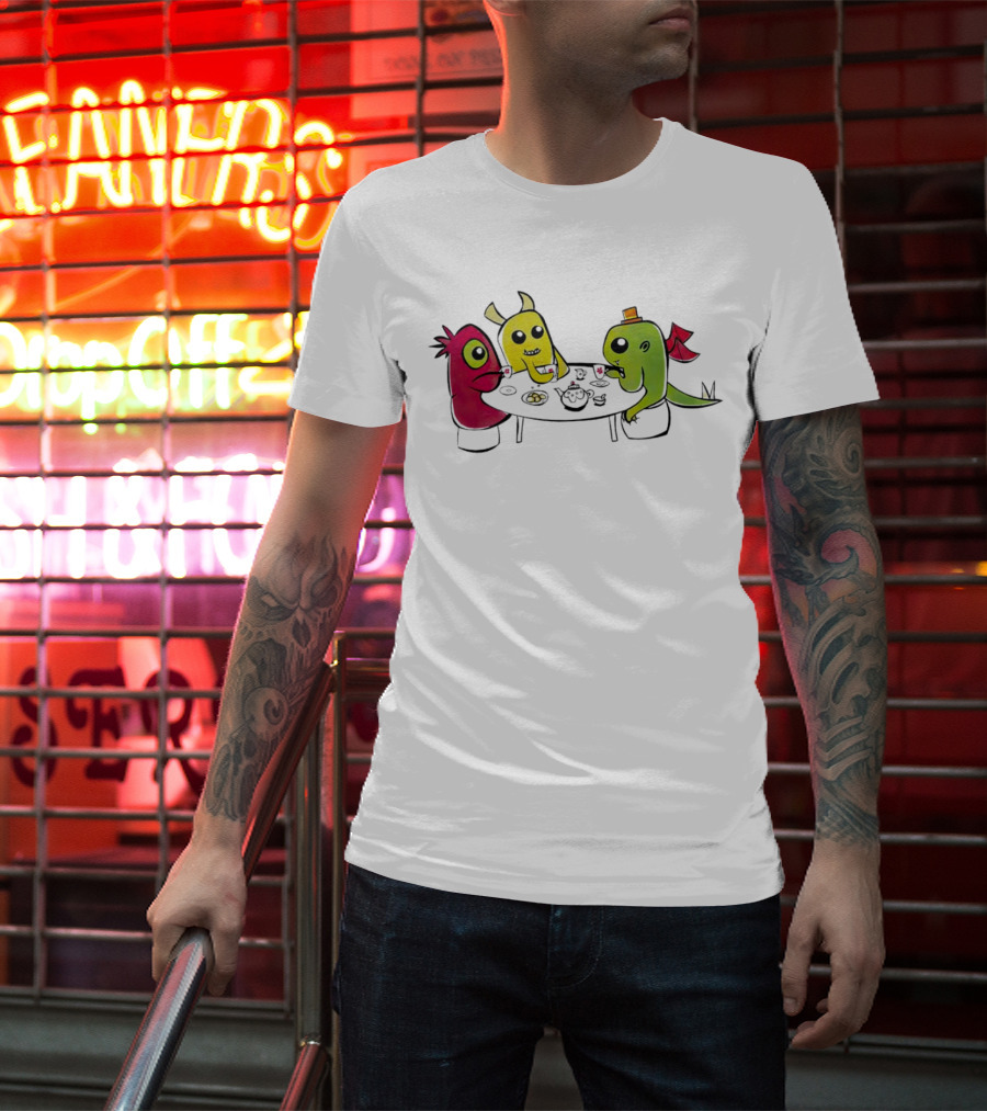 Monster Tea Party At Table With Cookies And Teacups T-Shirt